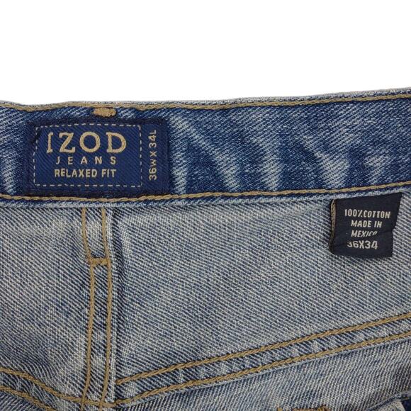 Vtg Y2K IZOD Men's 36x28 Baggy Relaxed Fit Straight Leg Jeans Grunge Denim Retro - Picture 3 of 6